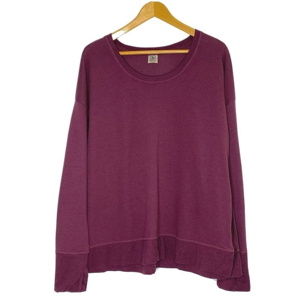 Athletic Works Women's size XXL Long Sleeve French Terry Pullover Top Burgundy